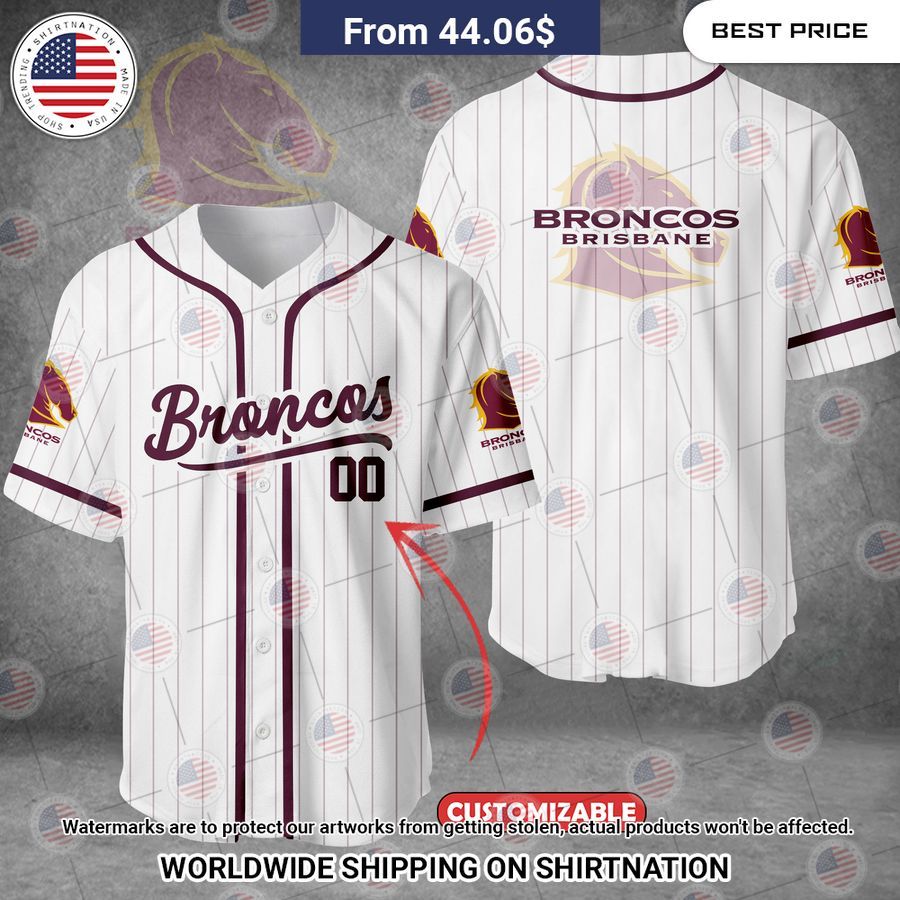Brisbane Broncos Custom Baseball Jersey baseball jersey product view 1