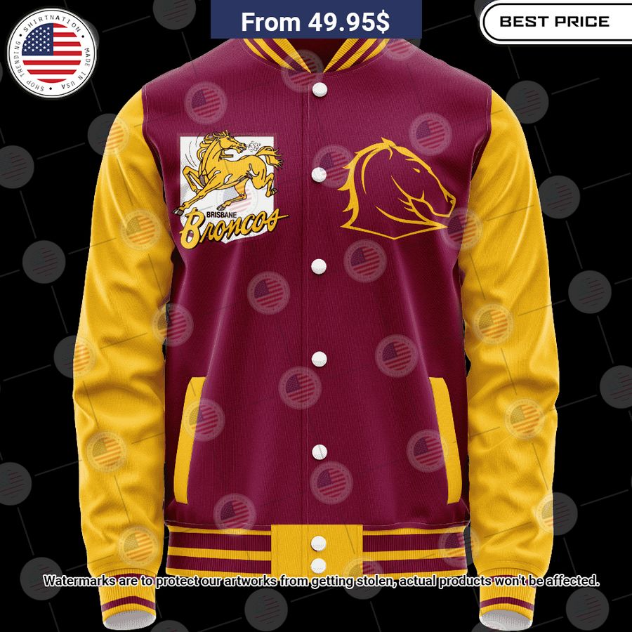 BEST Brisbane Broncos Retro Logo Revolution Custom Baseball Jacket baseball jersey product view 1