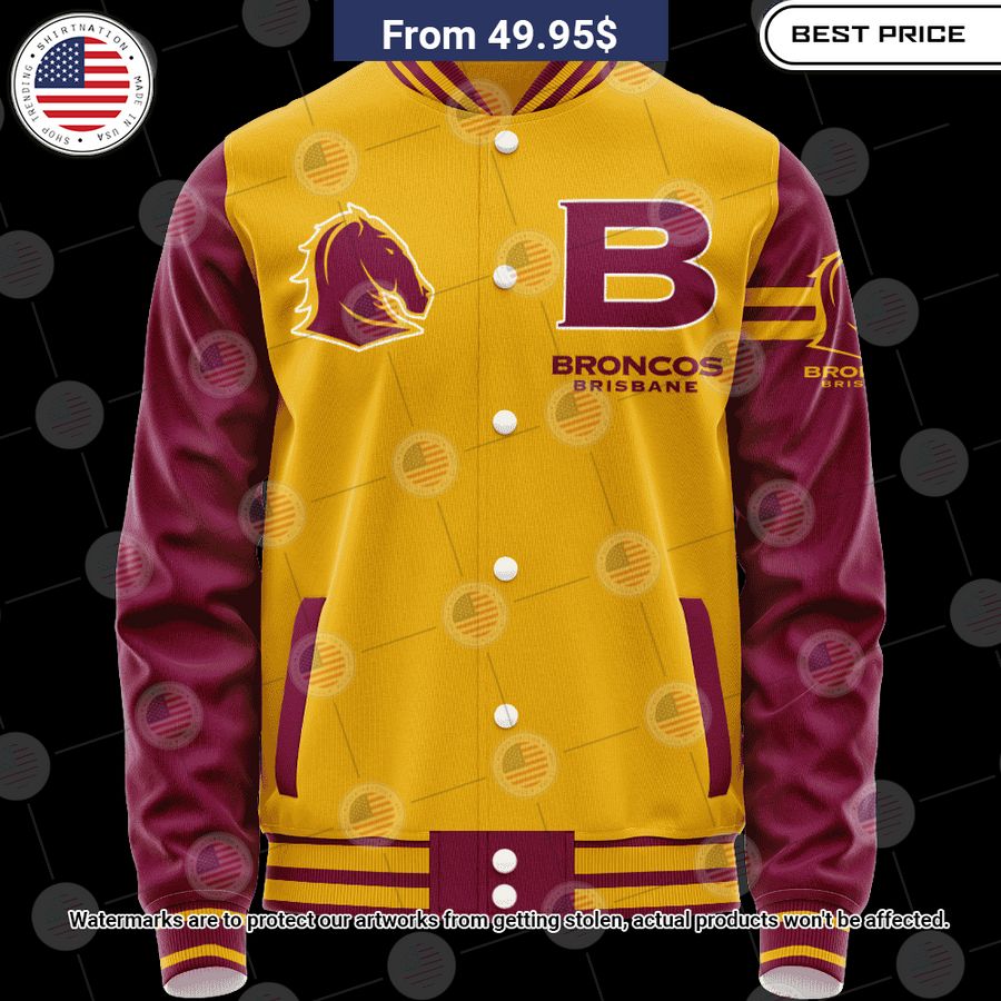 BEST Brisbane Broncos Vintage Logo Custom Baseball Jacket baseball jersey product view 1