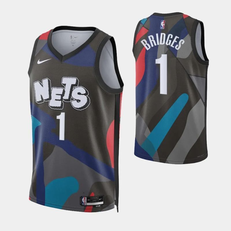 brooklyn nets #1 mikal bridges 2023-24 city edition swingman jersey Basketball Jersey basketball jersey product view 1