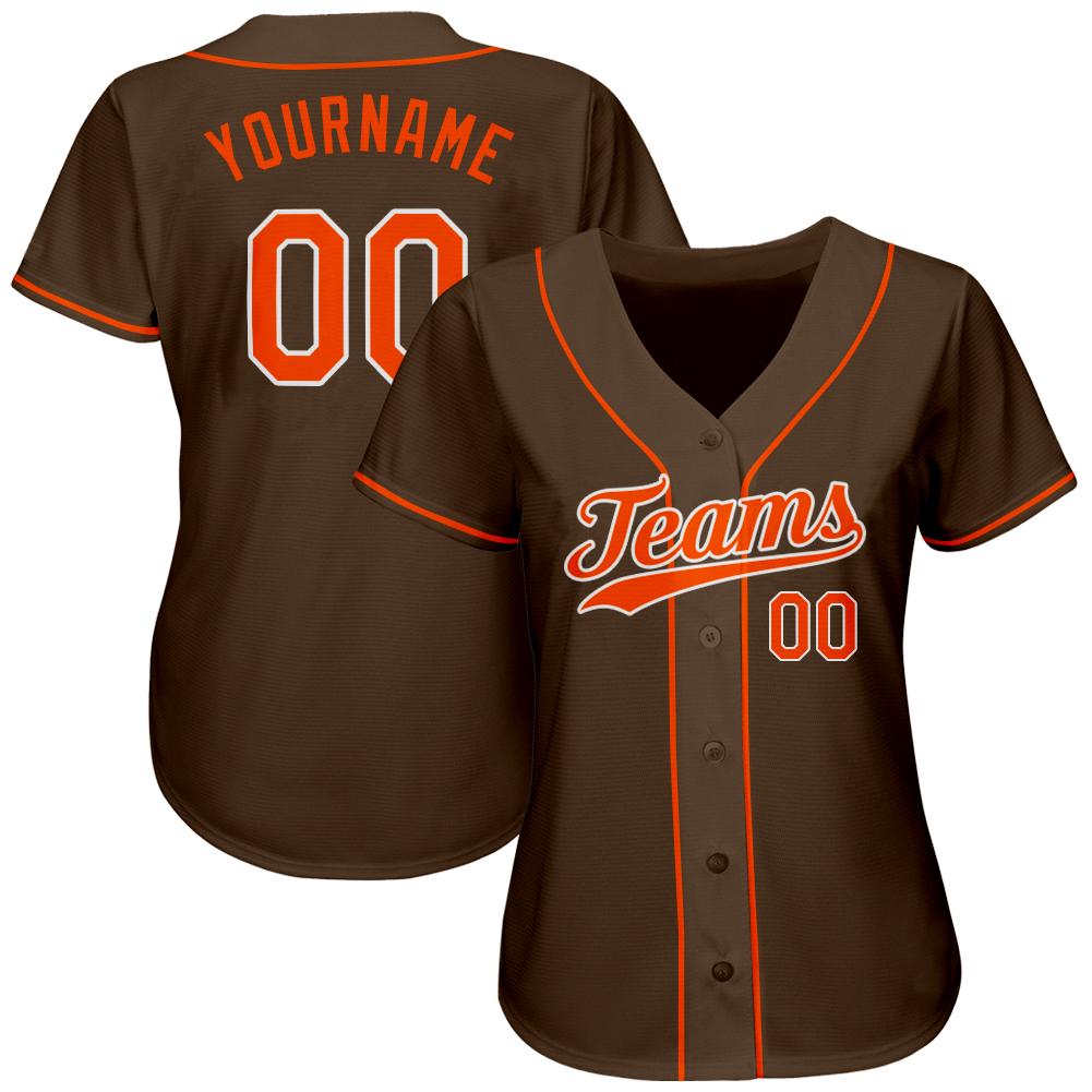 Custom Brown Orange-White Authentic Baseball Jersey baseball jersey product view 2