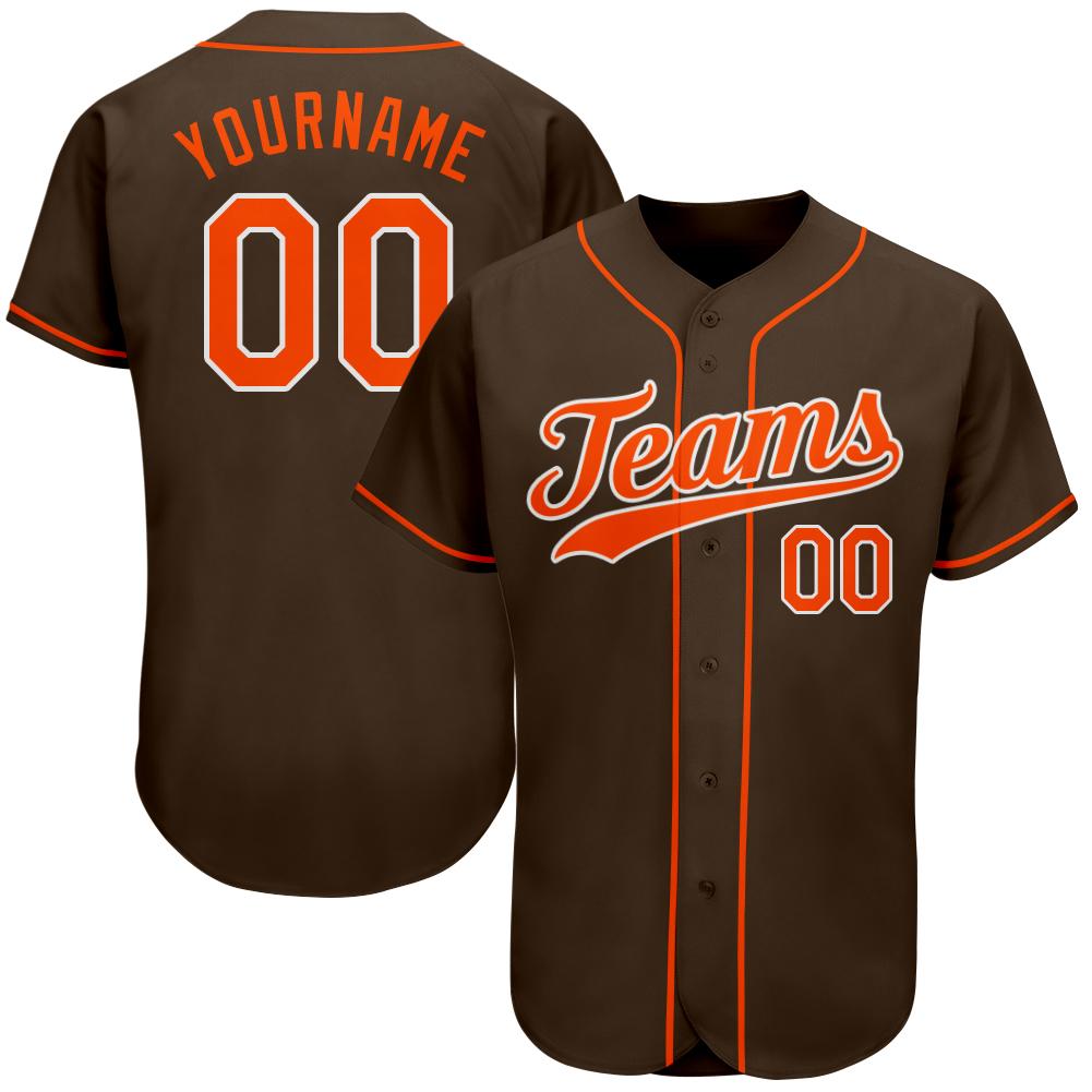 Custom Brown Orange-White Authentic Baseball Jersey baseball jersey product view 1