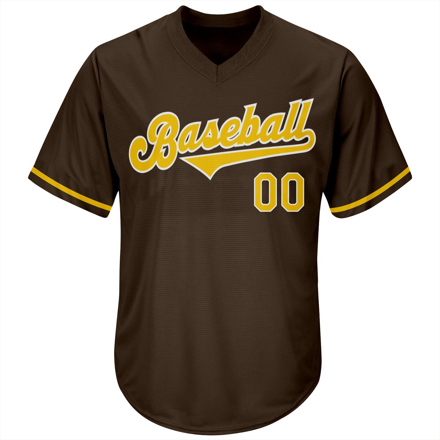 Custom Brown Gold-White Authentic Throwback Rib-Knit Baseball Jersey Shirt baseball jersey product view 2