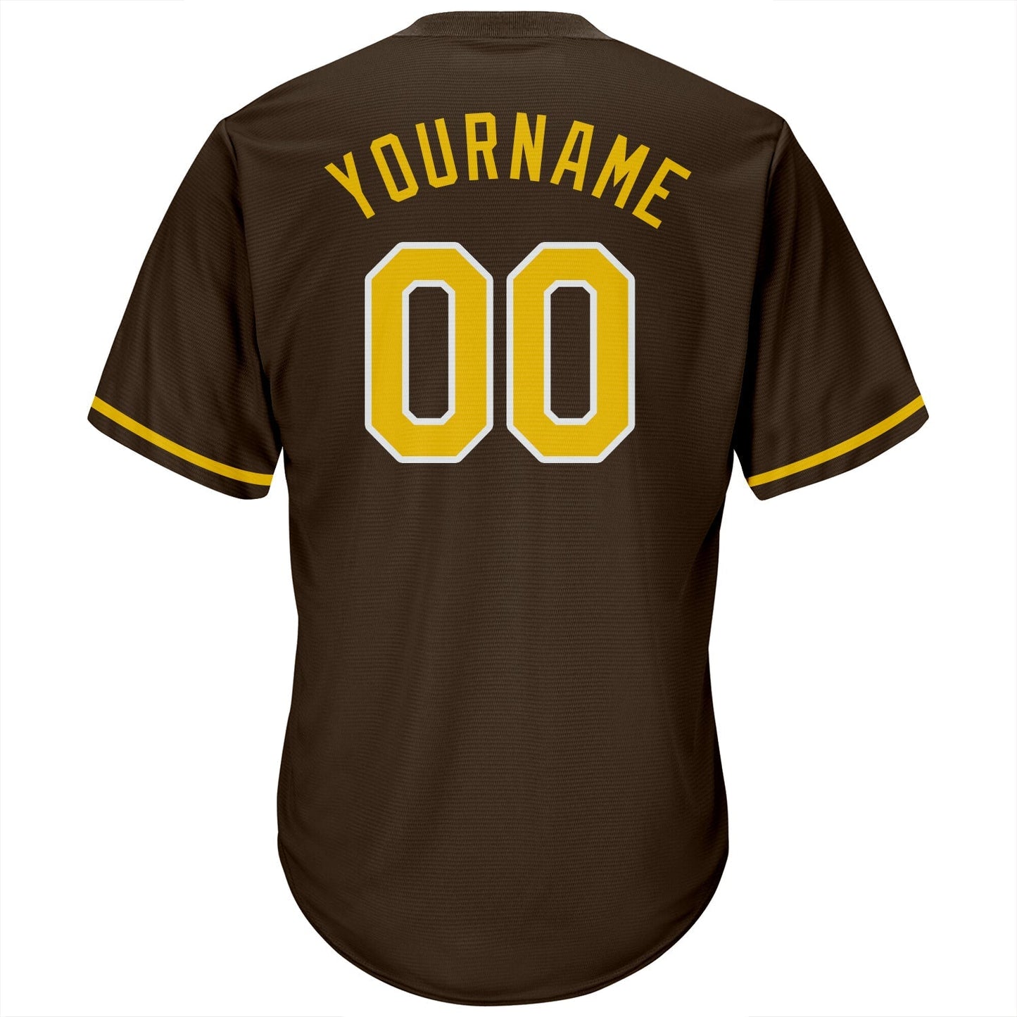 Custom Brown Gold-White Authentic Throwback Rib-Knit Baseball Jersey Shirt baseball jersey product view 3