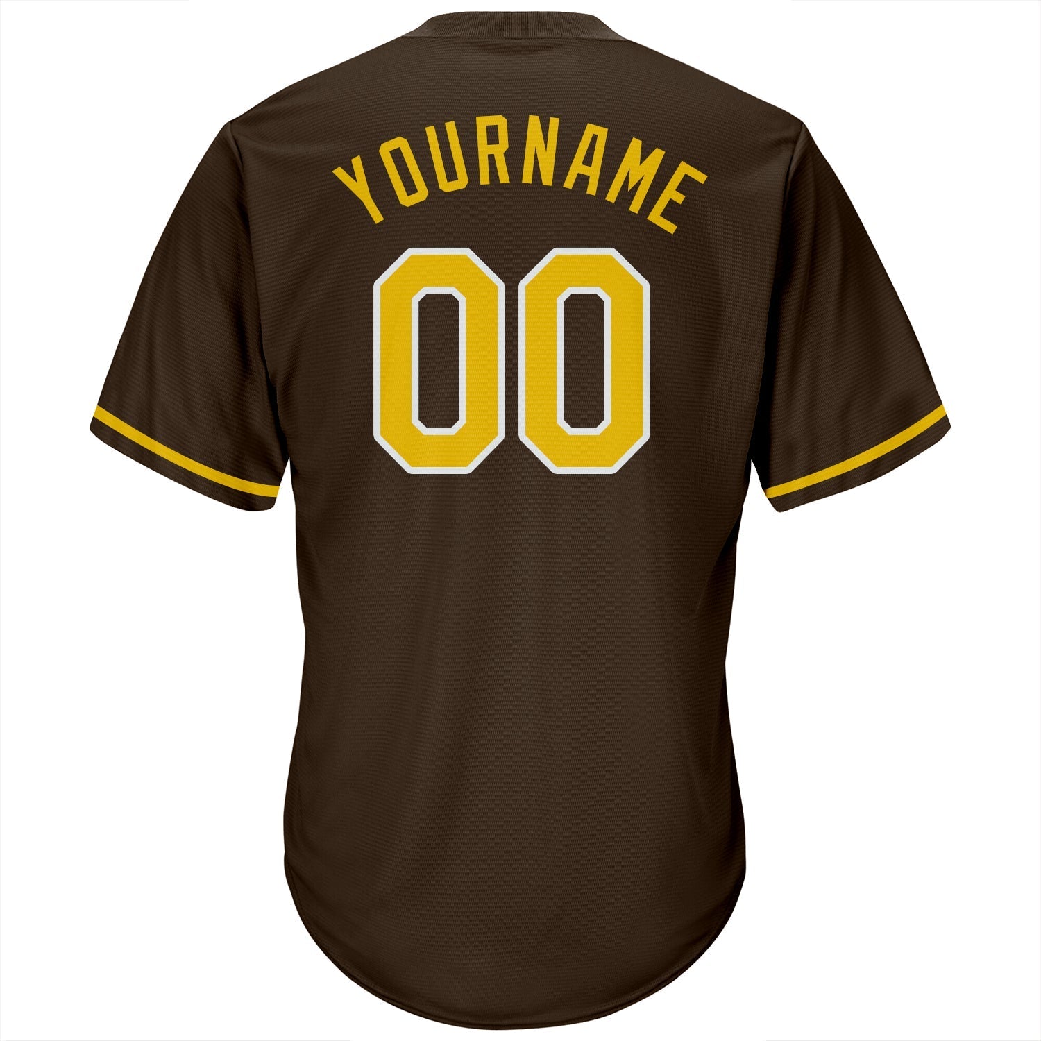Custom Brown Gold-White Authentic Throwback Rib-Knit Baseball Jersey Shirt baseball jersey product view 3