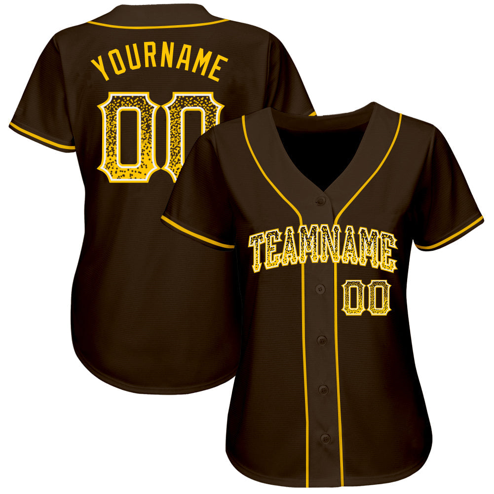 Custom Brown Gold-White Authentic Drift Fashion Baseball Jersey baseball jersey product view 2