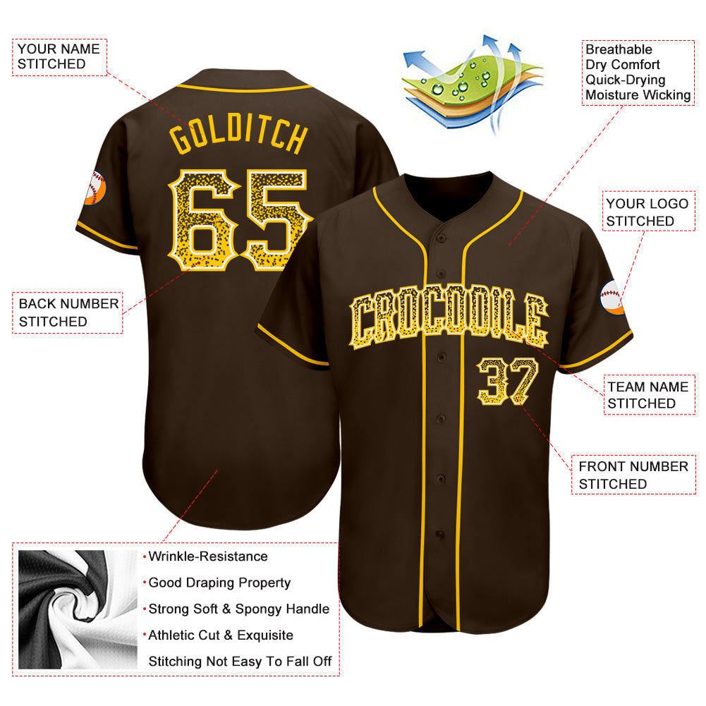 Custom Brown Gold-White Authentic Drift Fashion Baseball Jersey baseball jersey product view 3