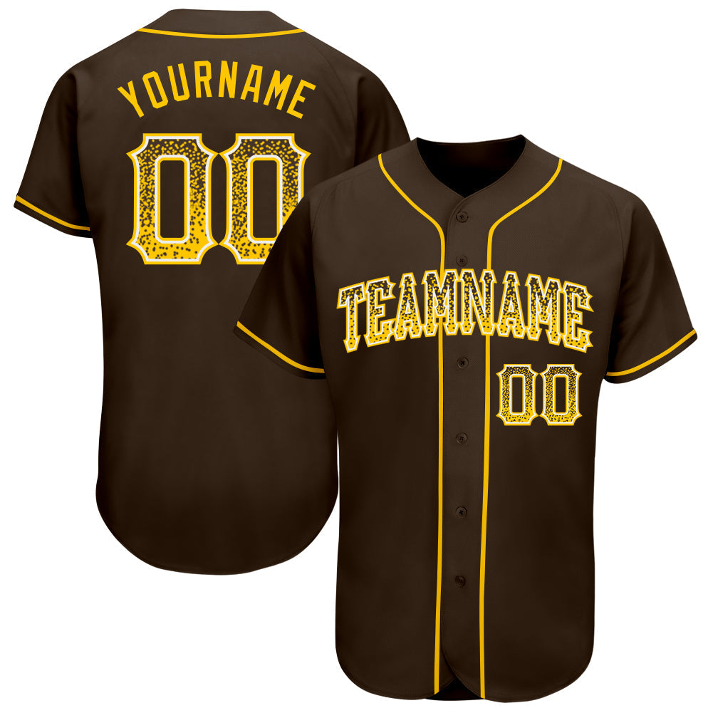 Custom Brown Gold-White Authentic Drift Fashion Baseball Jersey baseball jersey product view 1