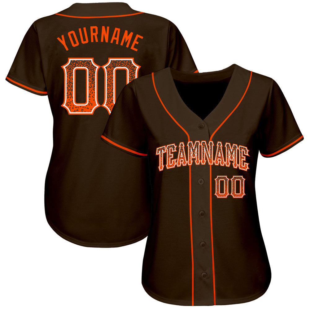 Custom Brown Orange-White Authentic Drift Fashion Baseball Jersey baseball jersey product view 2