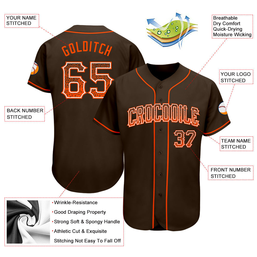 Custom Brown Orange-White Authentic Drift Fashion Baseball Jersey baseball jersey product view 3