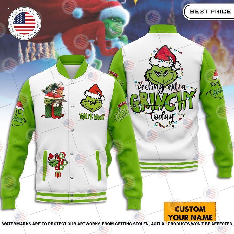 Feeling Extra Grinchy Today Custom Baseball Jacket baseball jersey product view 1