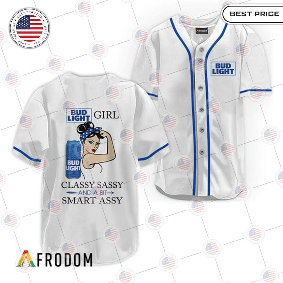 HOT Bud Light Classy Sassy And A Bit Smart Assy Baseball Jersey baseball jersey product view 1