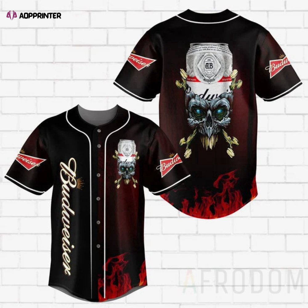 Budweiser Baseball Jersey with Skull Design: Stylish and Unique Statement Piece baseball jersey product view 1