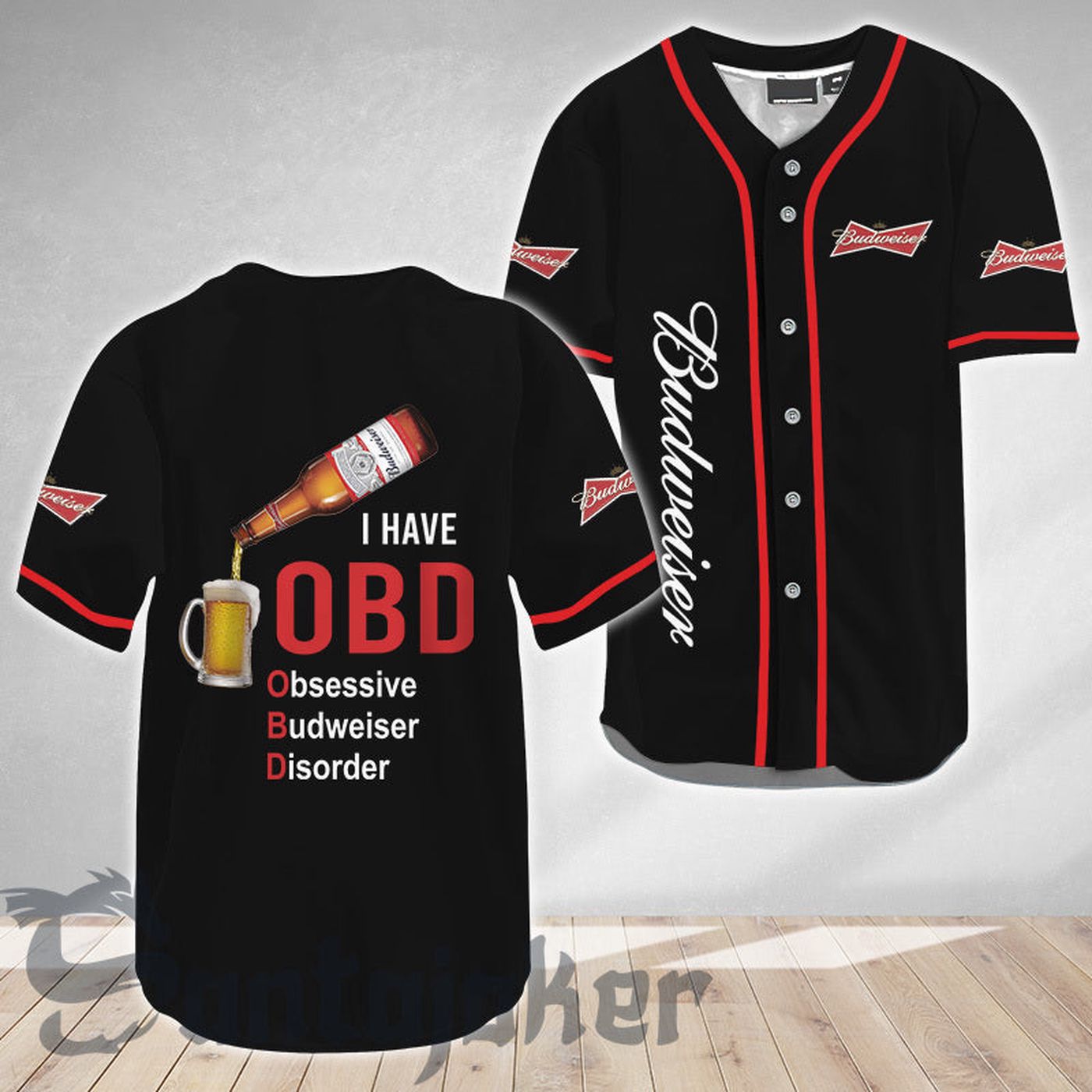 Budweiser I Have Obd Baseball Jersey - Gift for Men Women - Gift for Men Women - lylyprint.com baseball jersey product view 2