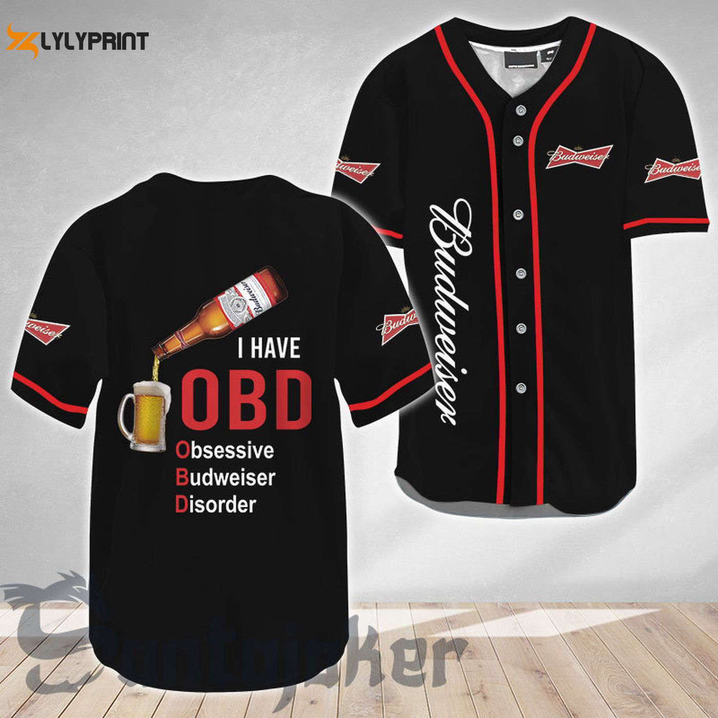 Budweiser I Have Obd Baseball Jersey - Gift for Men Women - Gift for Men Women - lylyprint.com baseball jersey product view 1