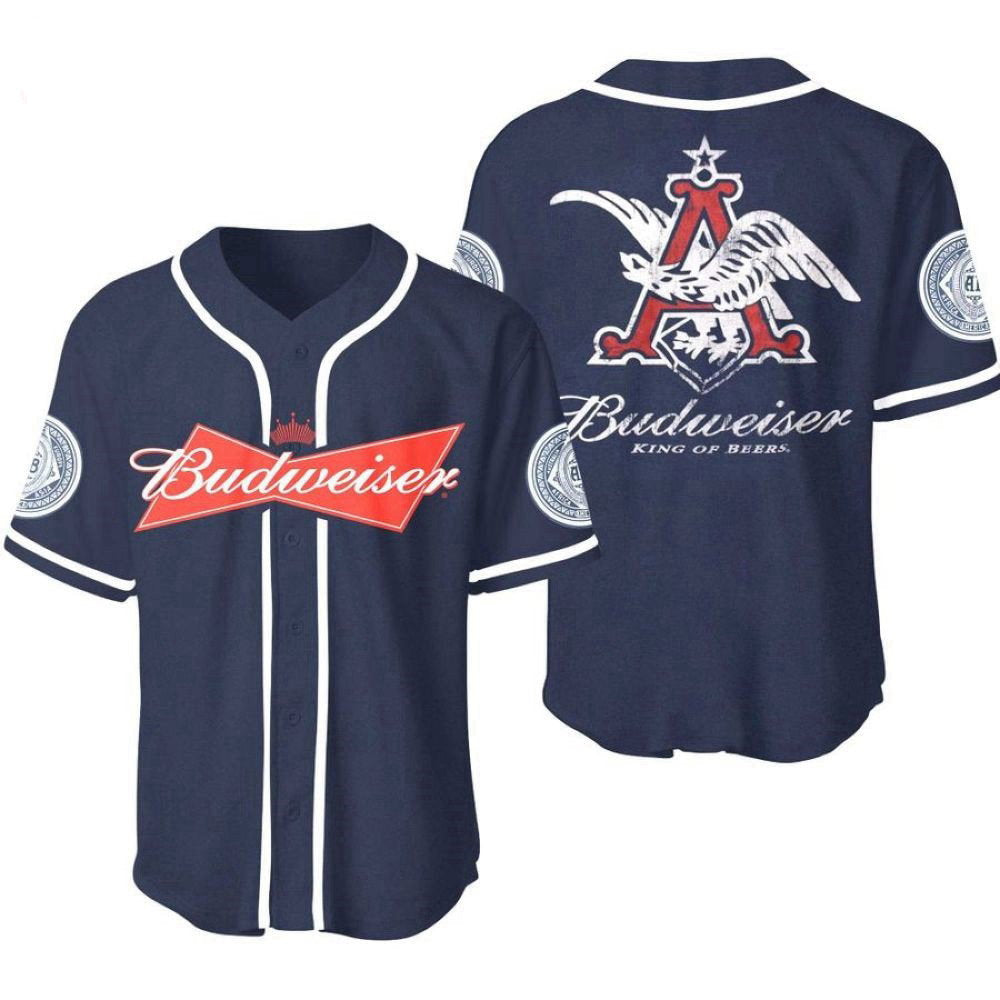 Budweiser King of Beers Baseball Jersey: Premium Quality & Style – Shop Now! baseball jersey product view 2