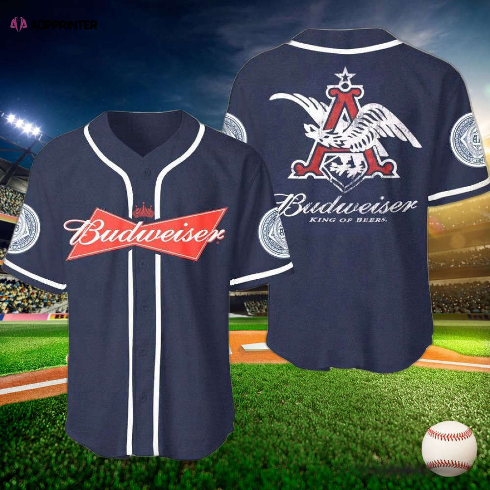 Budweiser King of Beers Baseball Jersey: Premium Quality & Style – Shop Now! baseball jersey product view 1