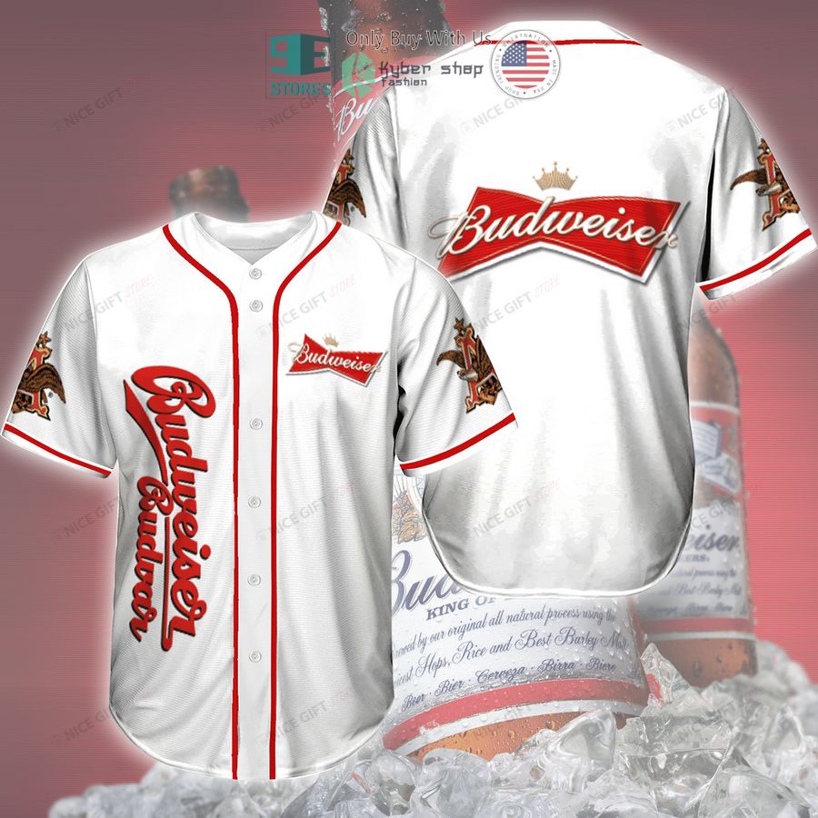 BEST Budweiser white Baseball Jersey baseball jersey product view 1