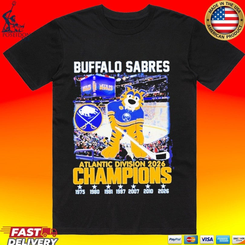 Buffalo Sabres Atlantic Division 2026 Champions 1975 2026 T-shirt Unisex T-shirt, Sweatshirt, Hoodie, Long Sleeve Tee - T-Shirt, Sweatshirt, Hoodie