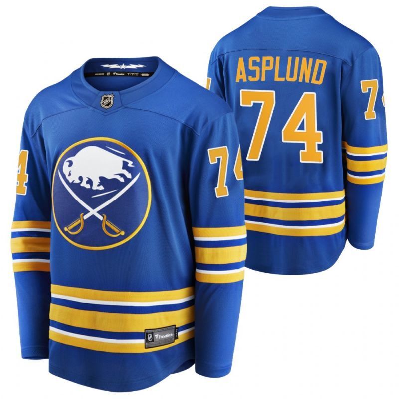 buffalo sabres #74 rasmus asplund royal-2021-home-jersey Hockey Jersey hockey jersey product view 1