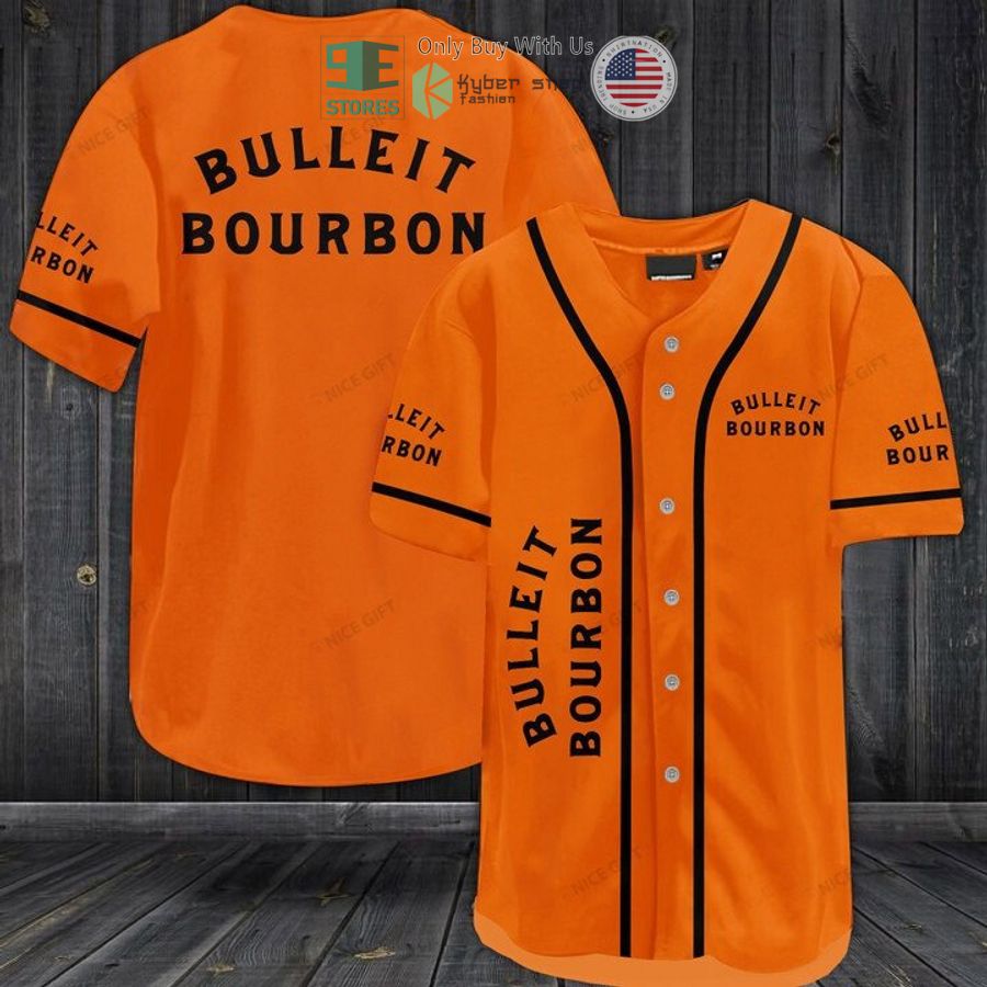 BEST Bulleit Bourbon logo orange Baseball Jersey baseball jersey product view 1