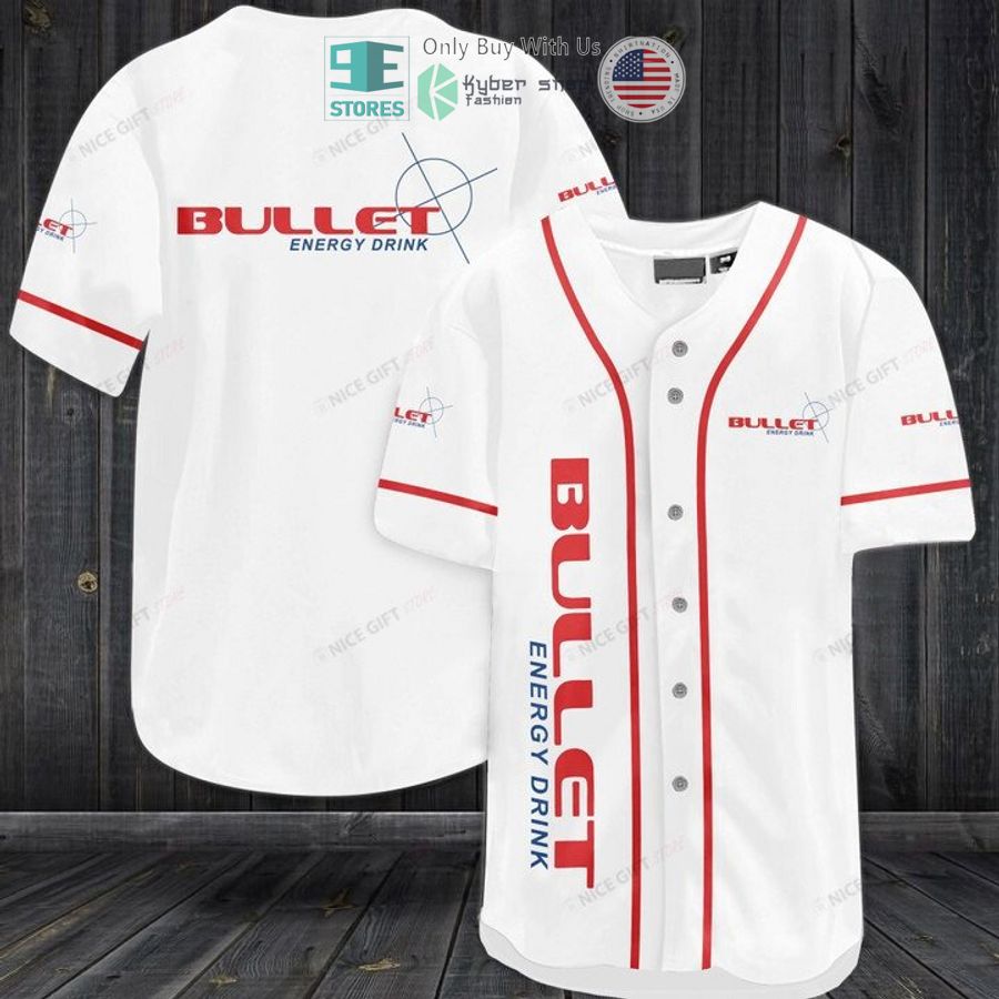 BEST Bullet Energy Drink white Baseball Jersey baseball jersey product view 1