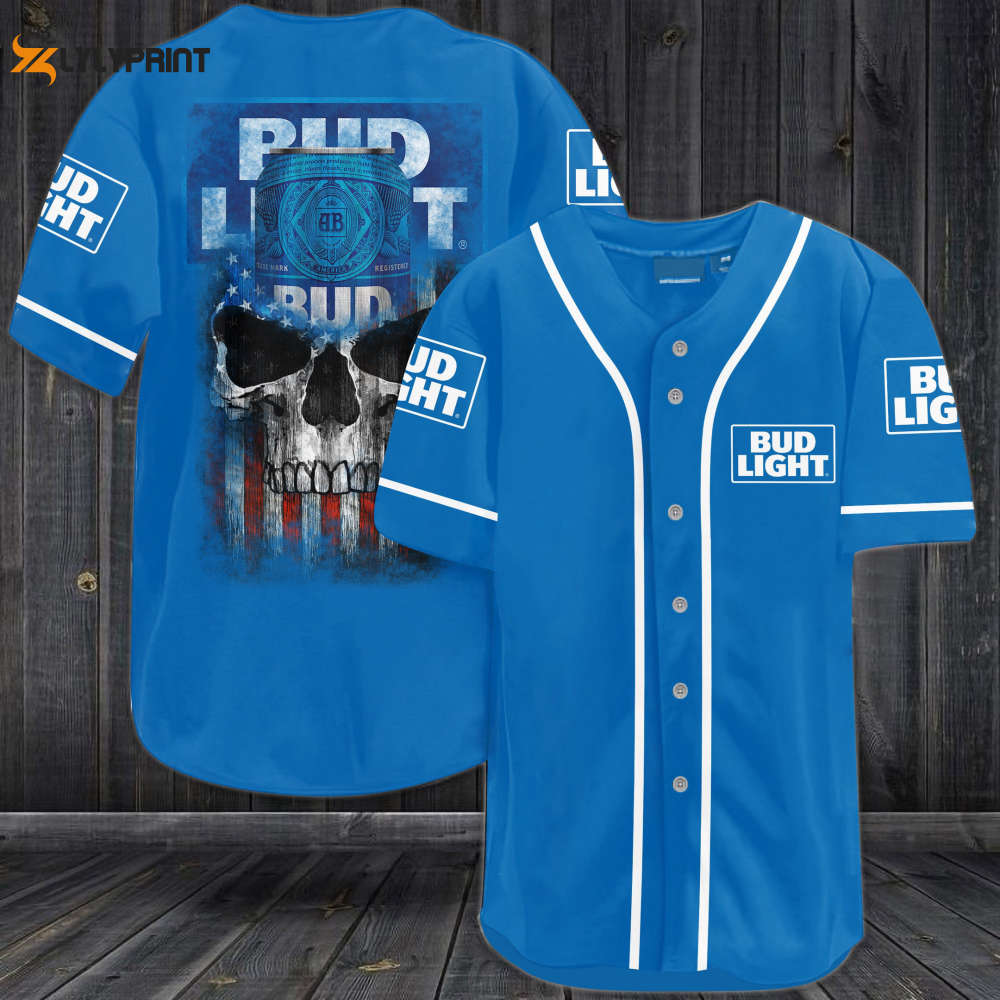 Bus Light Skull USA Flag All Over Print Unisex Baseball Jersey - lylyprint.com baseball jersey product view 1