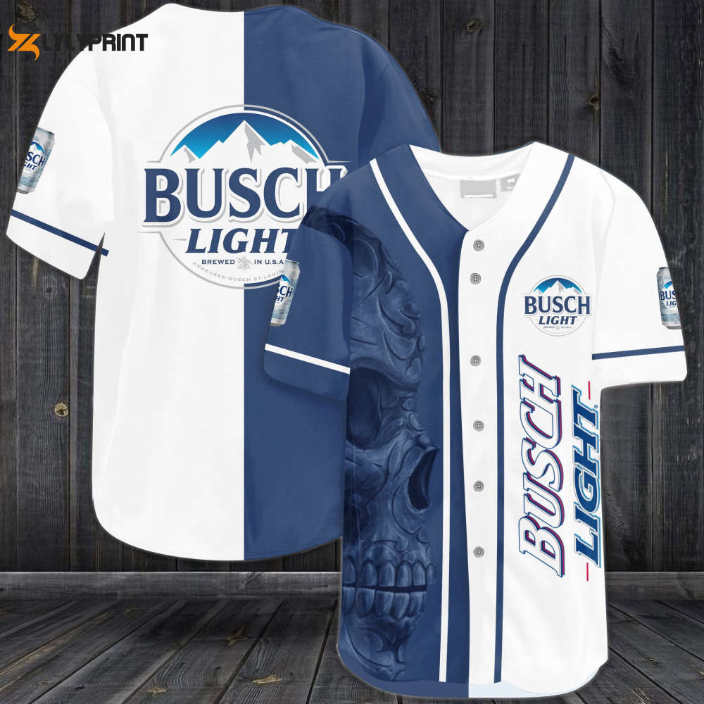 Busch Light Skull Baseball Jersey - lylyprint.com baseball jersey product view 1