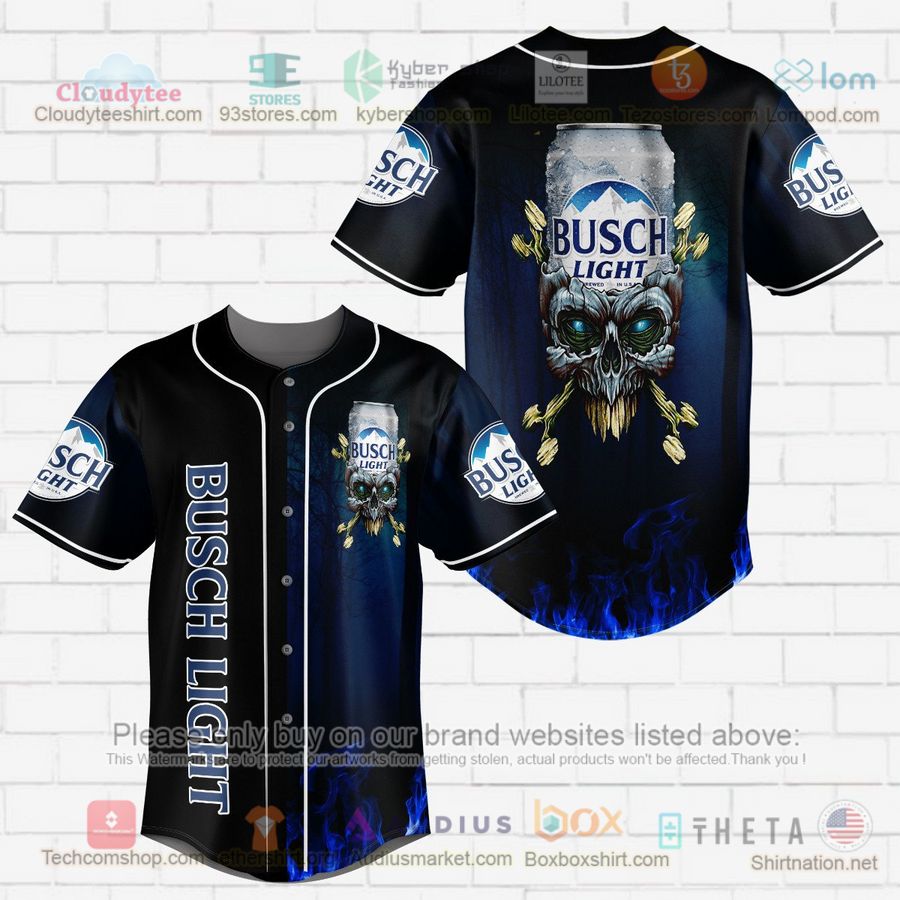HOT Busch Light skull head Baseball Jersey Shirt baseball jersey product view 1