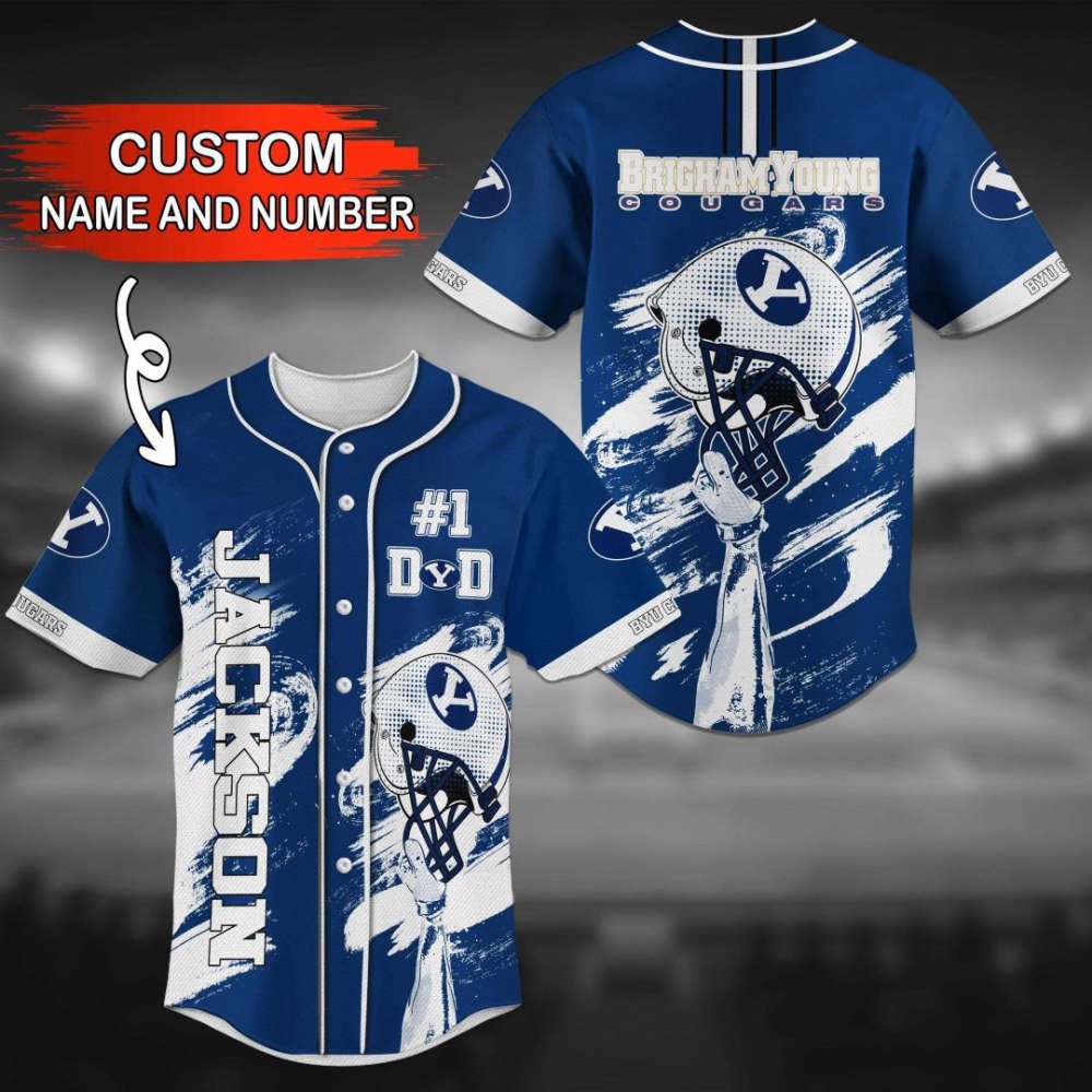 BYU Cougars Personalized Baseball Jersey BJ0272 - lylyprint.com baseball jersey product view 2