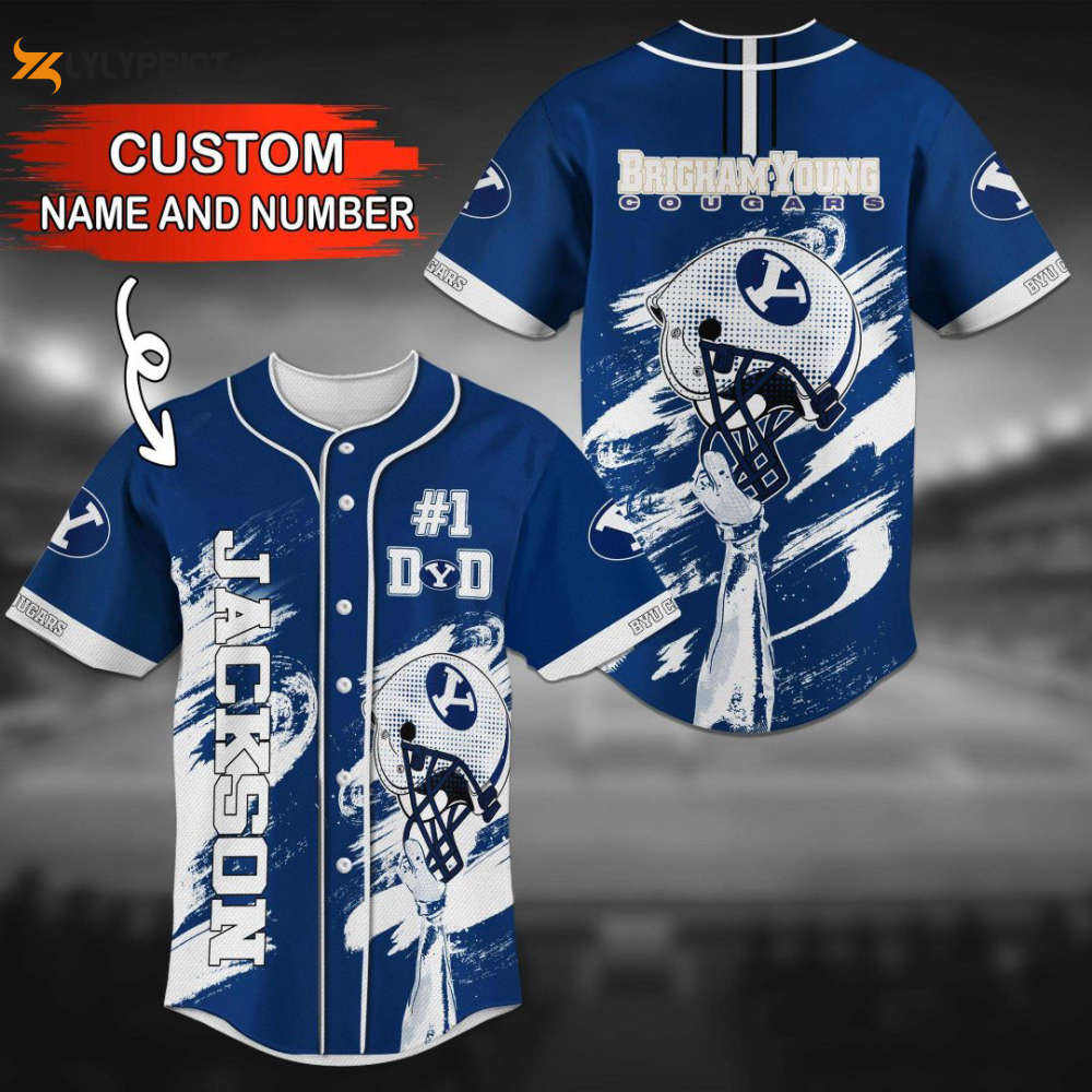 BYU Cougars Personalized Baseball Jersey BJ0272 - lylyprint.com baseball jersey product view 1