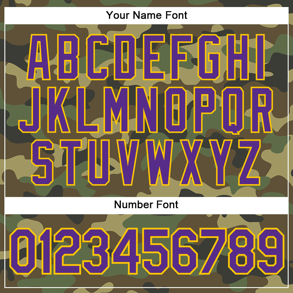 Custom Camo Purple-Gold Authentic Salute To Service Baseball Jersey baseball jersey product view 5