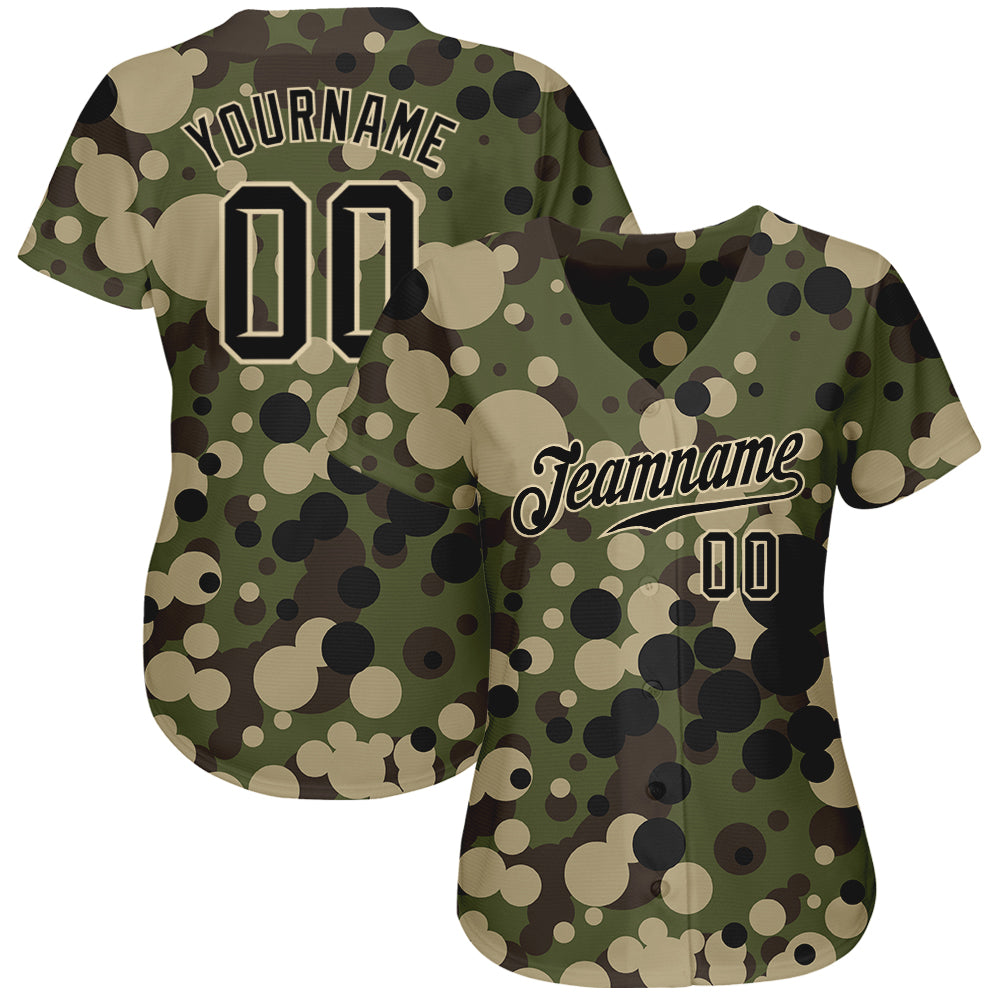 Custom Camo Black-Cream Authentic Salute To Service Baseball Jersey baseball jersey product view 2