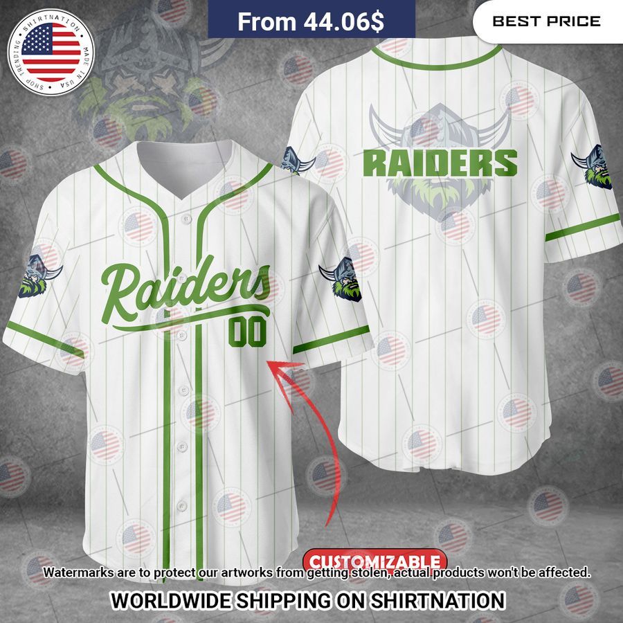 Canberra Raiders Custom Baseball Jersey baseball jersey product view 1