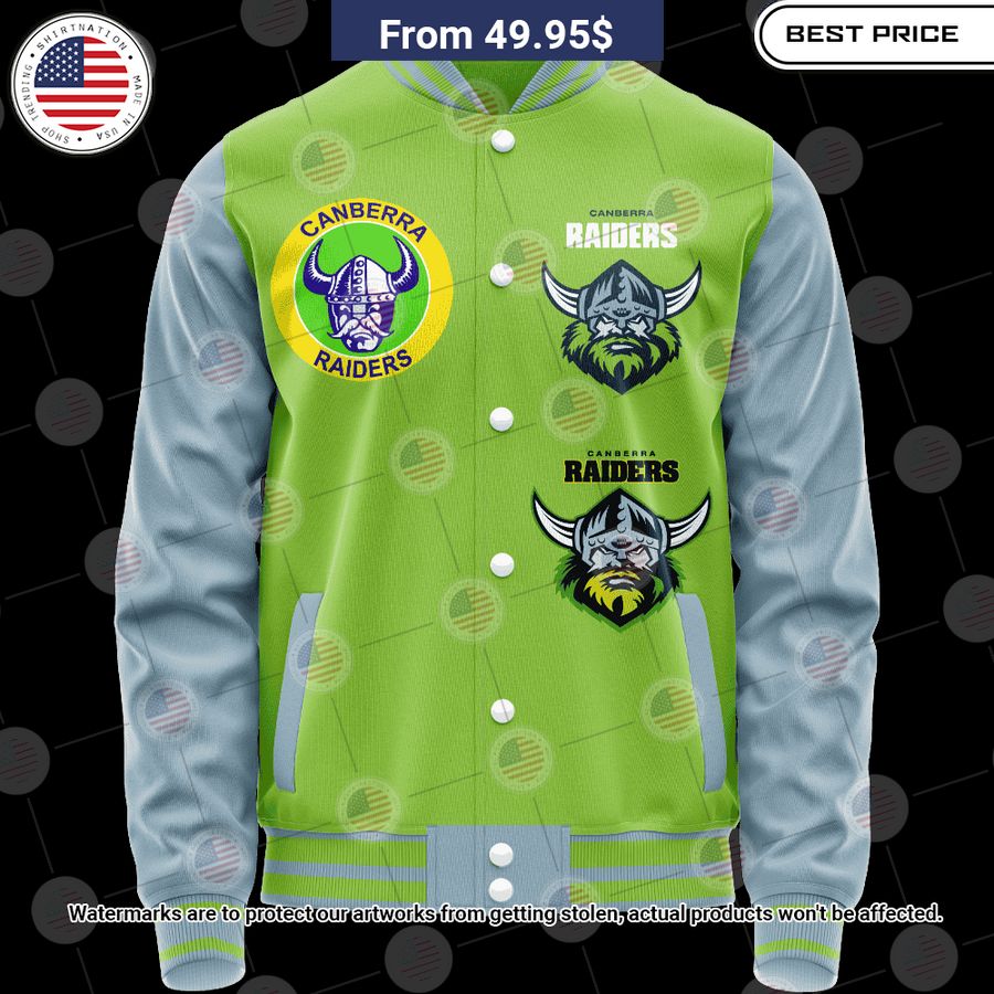 BEST Canberra Raiders Retro Logo Revolution Custom Baseball Jacket baseball jersey product view 1