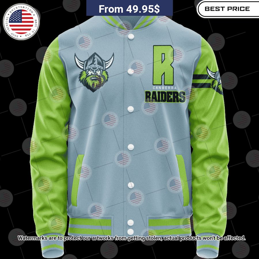 BEST Canberra Raiders Vintage Logo Custom Baseball Jacket baseball jersey product view 1