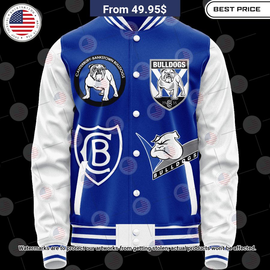 BEST Canterbury Bankstown Bulldogs Retro Logo Revolution Custom Baseball Jacket baseball jersey product view 1