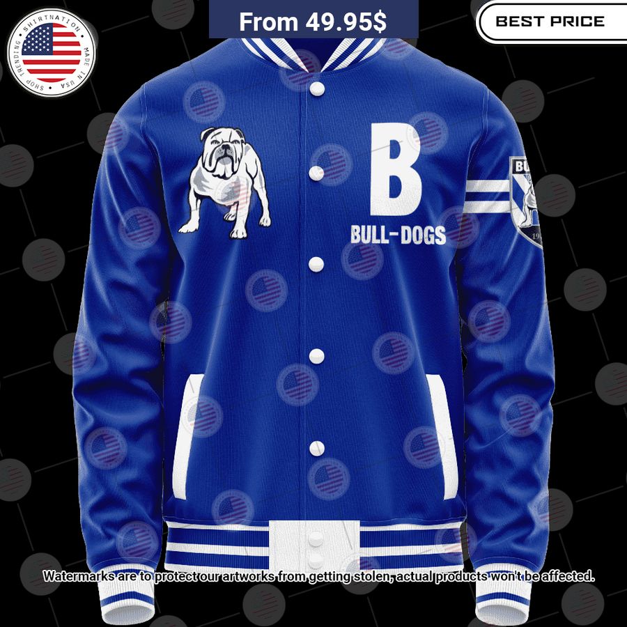 BEST Canterbury Bankstown Bulldogs Vintage Logo Custom Baseball Jacket baseball jersey product view 1