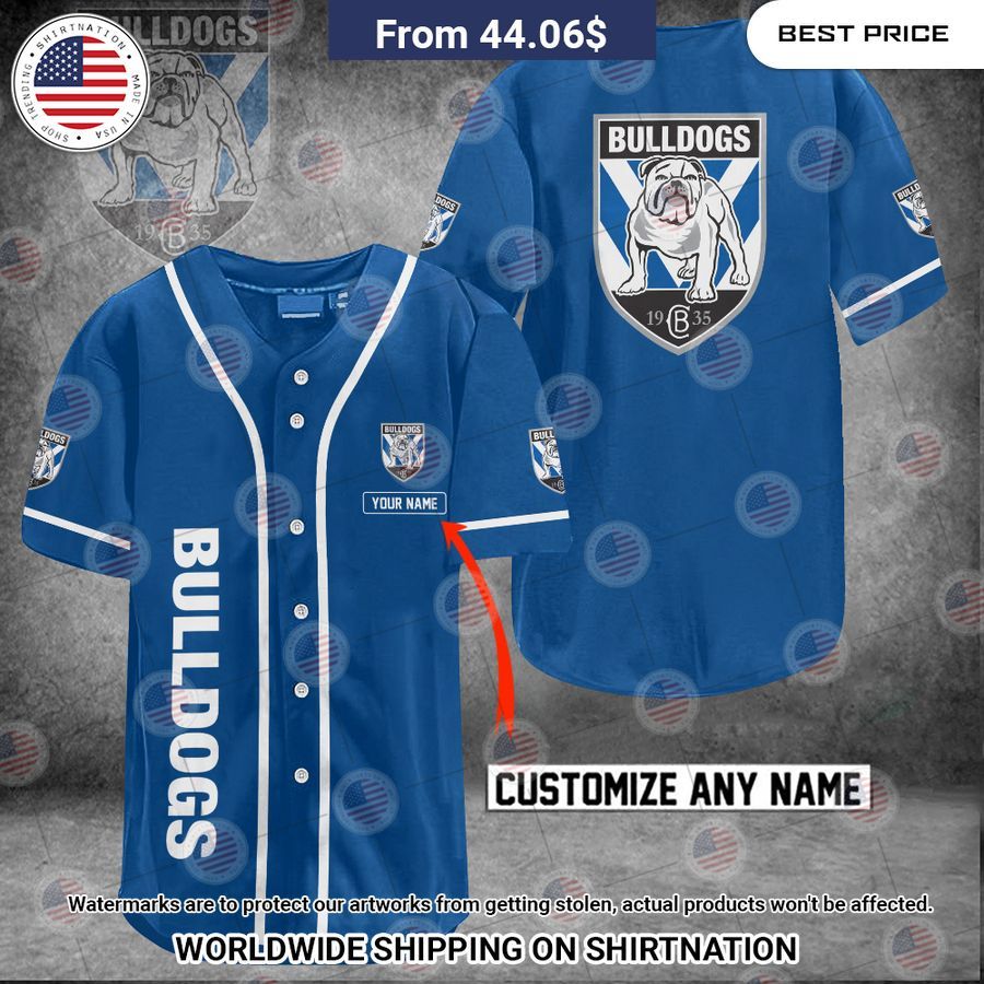 Canterbury Bulldogs Custom Name Baseball Jersey baseball jersey product view 1