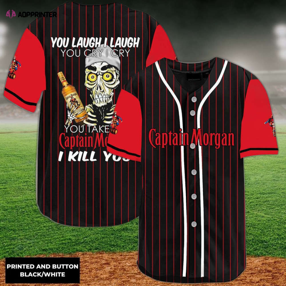 Captain Morgan Baseball Jersey: Laugh Cry and Kill You - Ultimate Fan Gear - Aopprinter baseball jersey product view 1