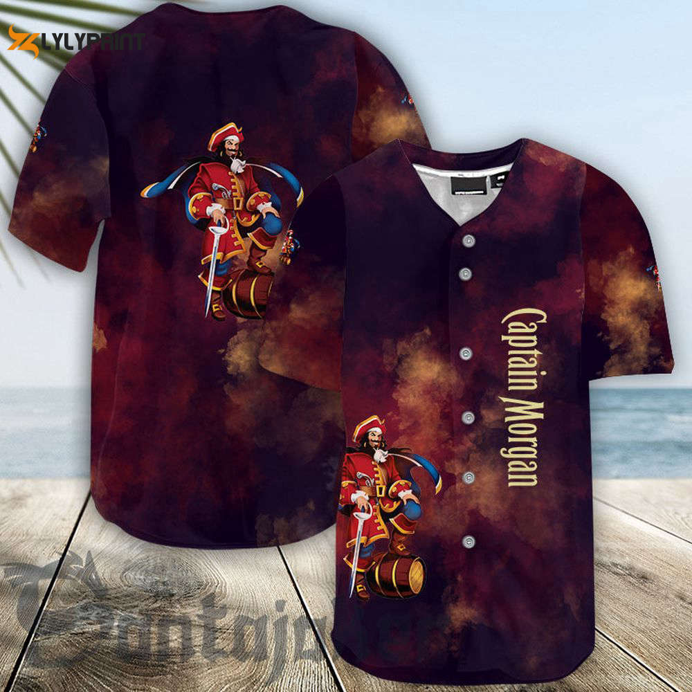 Captain Morgan Colorful Smoke Baseball Jersey - lylyprint.com baseball jersey product view 1