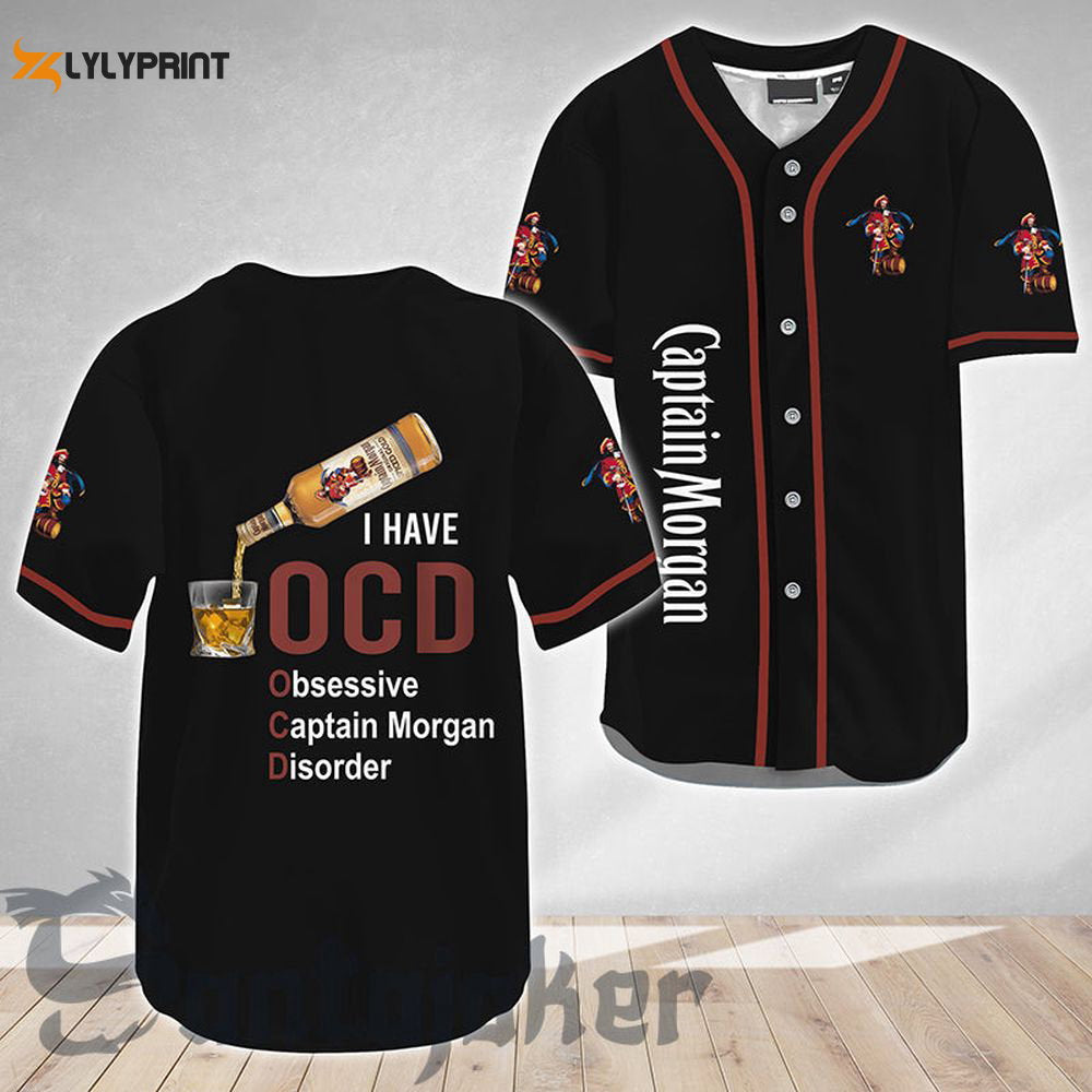 Captain Morgan I Have OCD Baseball Jersey - lylyprint.com baseball jersey product view 1