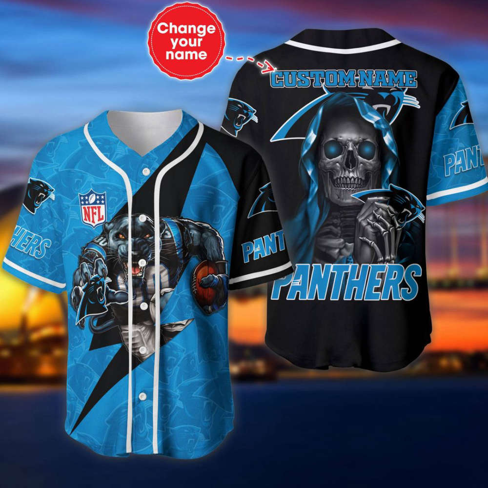 Carolina Panthers Personalized Baseball Jersey Fan Gifts - lylyprint.com baseball jersey product view 2