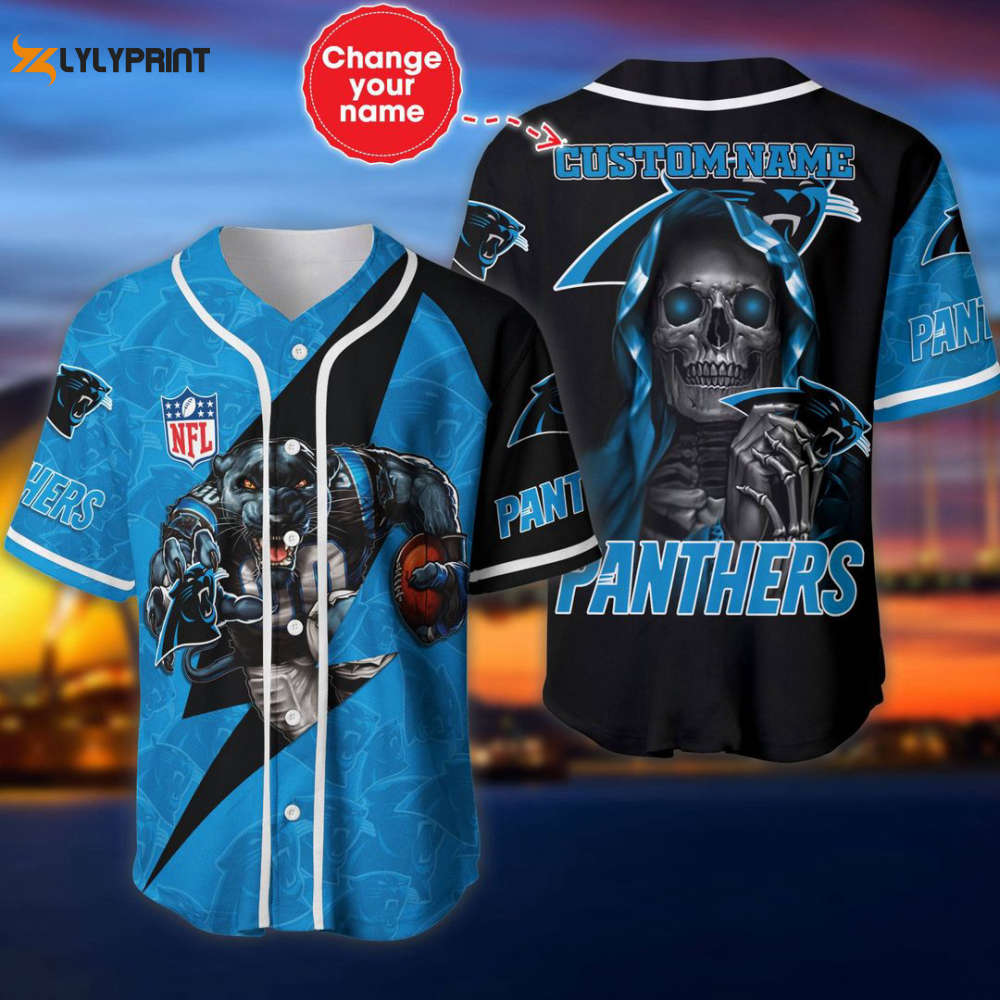Carolina Panthers Personalized Baseball Jersey Fan Gifts - lylyprint.com baseball jersey product view 1