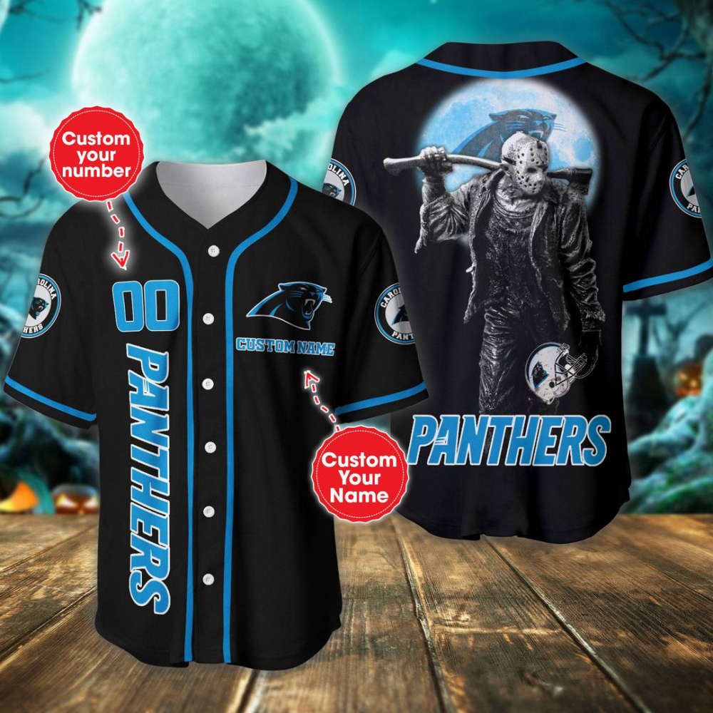 Carolina Panthers Personalized Baseball Jersey - lylyprint.com baseball jersey product view 2