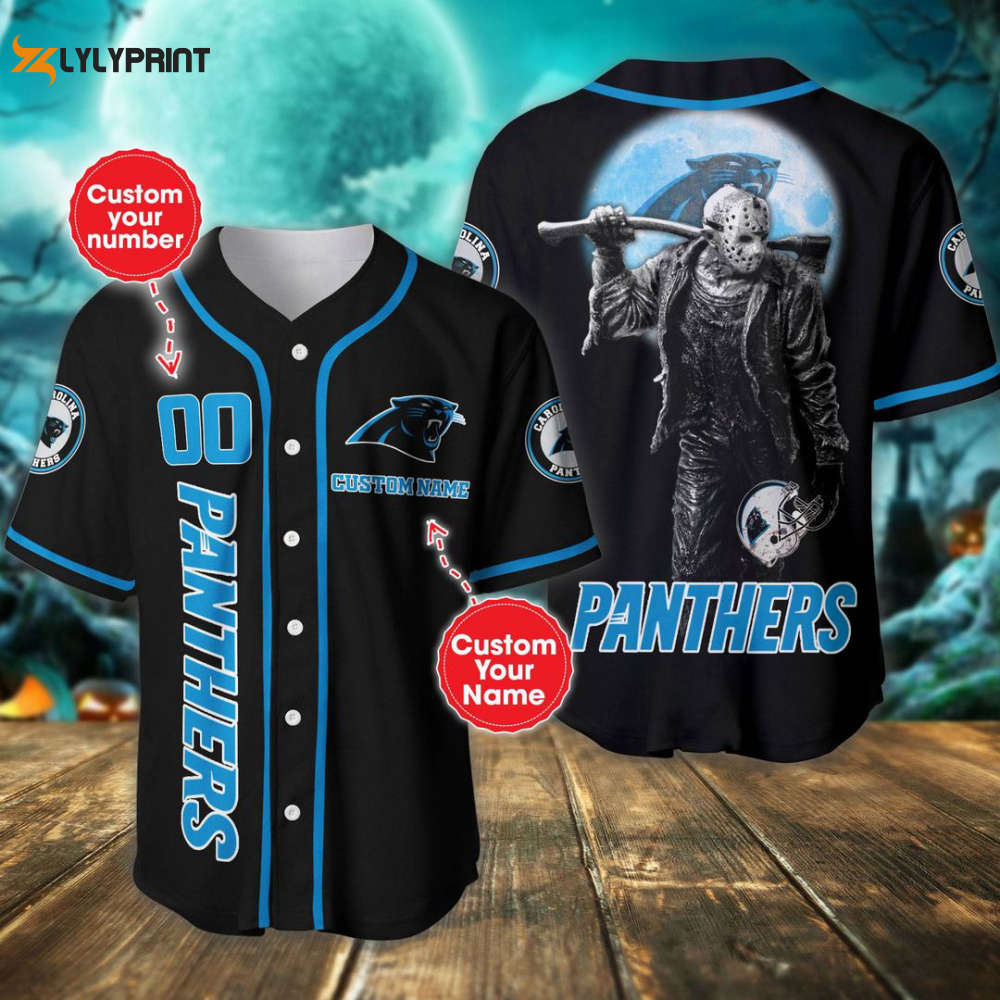 Carolina Panthers Personalized Baseball Jersey - lylyprint.com baseball jersey product view 1
