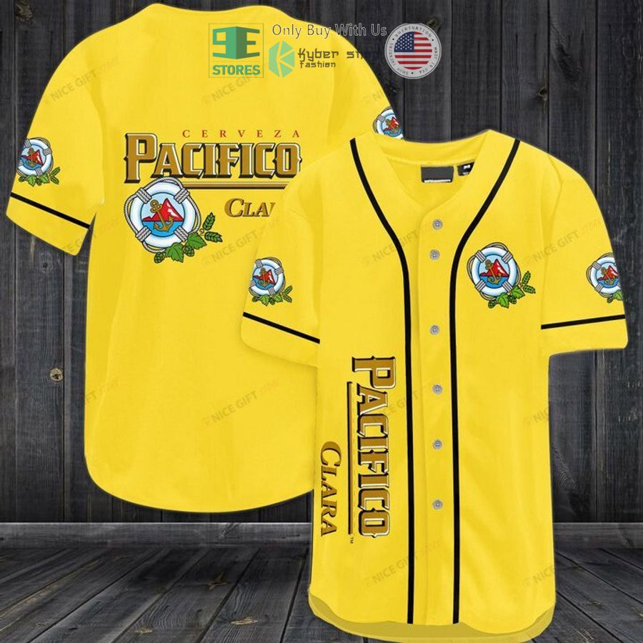 BEST Cerveza Pacifico Clara yellow Baseball Jersey baseball jersey product view 1