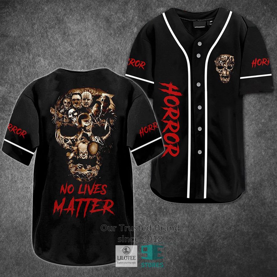 Characters face skull No lives matter Horror Movie Baseball Jersey baseball jersey product view 1