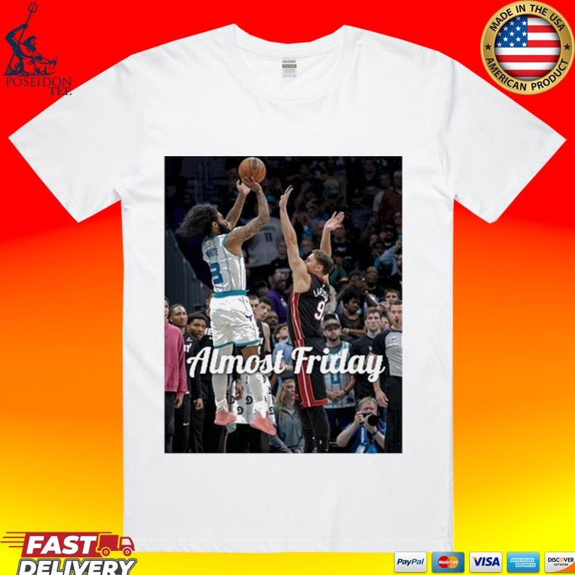 Charlotte Hornets Coby White Shot In The Final Seconds Almost Friday T-shirt Unisex T-shirt, Sweatshirt, Hoodie, Long Sleeve Tee - T-Shirt, Sweatshirt, Hoodie