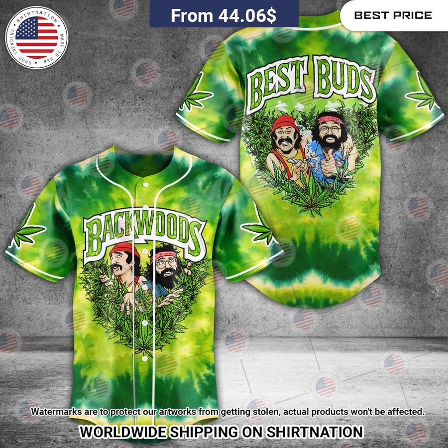 Cheech & Chong Best Buds Backwoods Weed Baseball Jersey baseball jersey product view 1